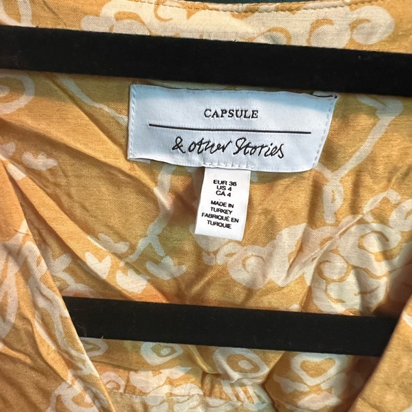 &Other Stories Capsule Yellow Floral Wrap Flowy Midi Kimono Wedding Guest Dress - Picture 2 of 10